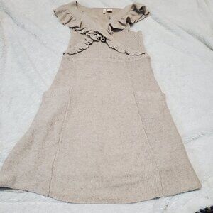Anthropologie Moth Cream Linen Wool Dress‎ XS Boho Feminine Cottagecore Romantic